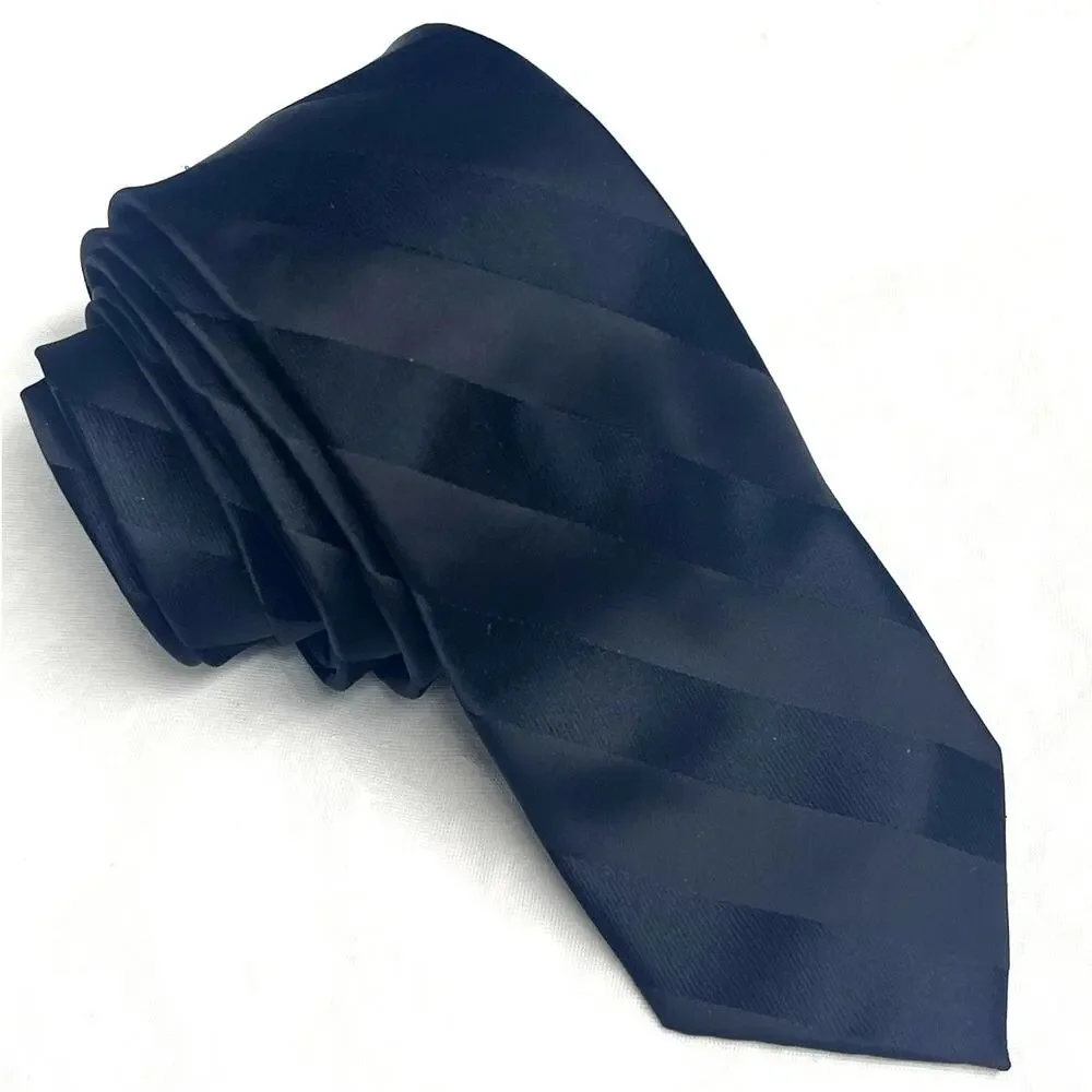 ZENIO Microfiber Tie - Black on Black - Hand Made - Slim Necktie 2.75